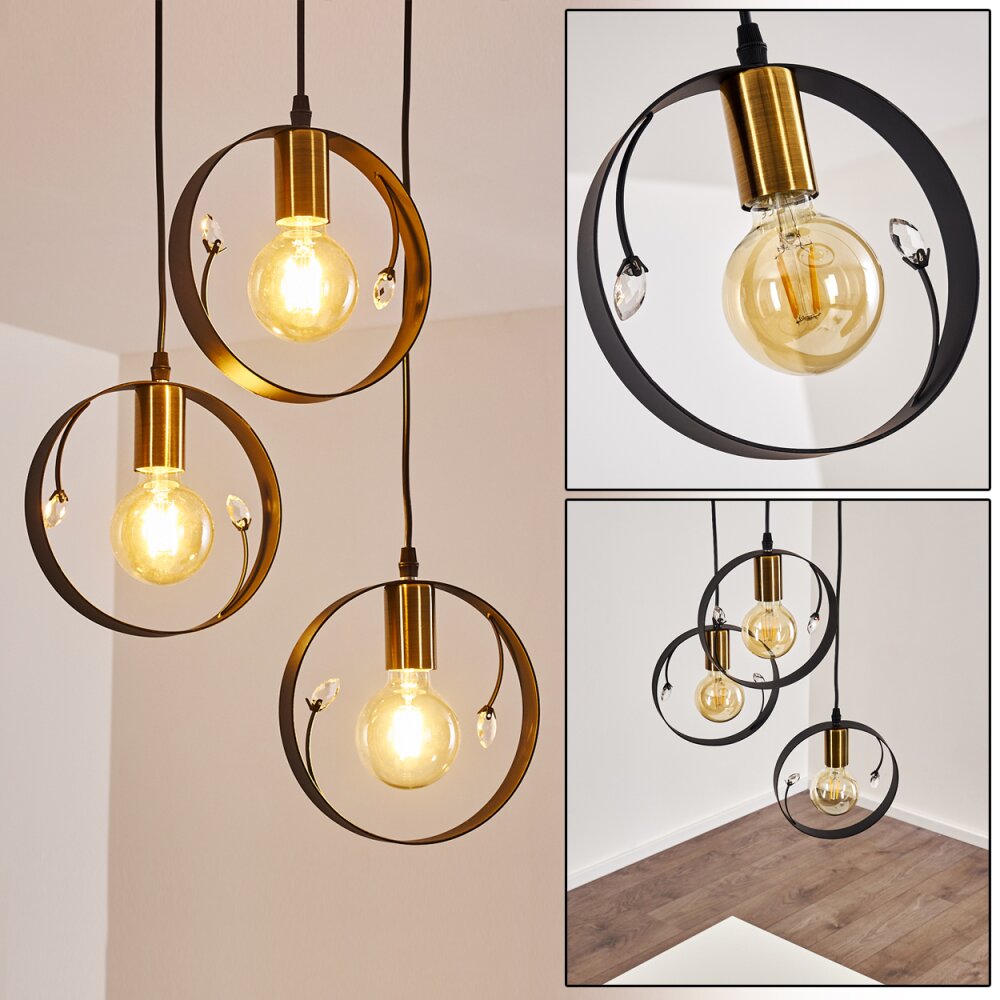 Leentje Hängeleuchte Gold, Schwarz, 3-flammig main product photo
