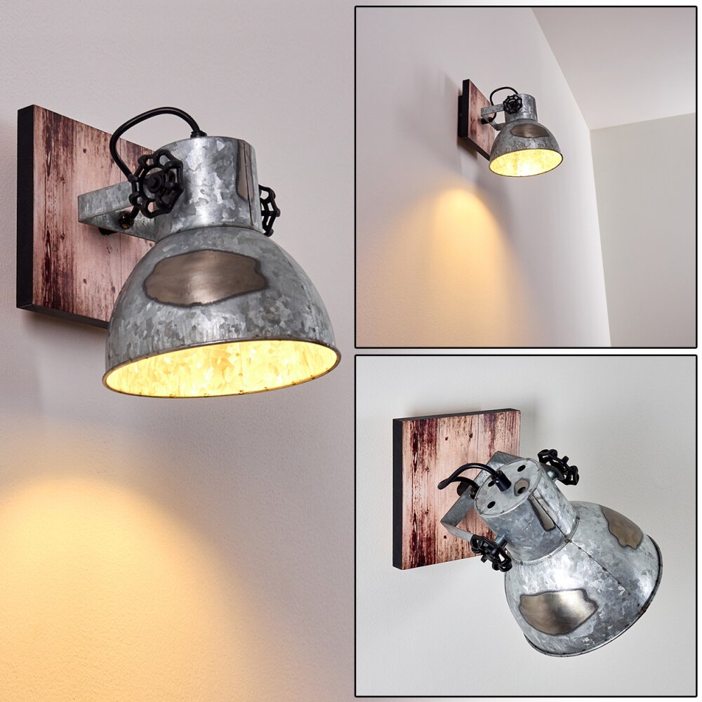 Hora Wandleuchte Holz hell, Silber, 1-flammig main product photo
