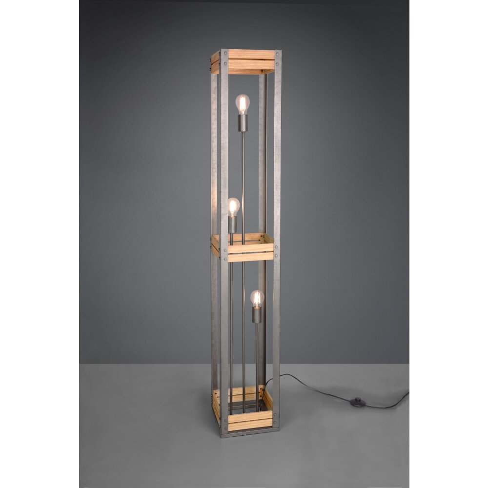 Trio Leuchten Khan Stehleuchte Dunkelbraun, Nickel-Matt, 3-flammig main product photo