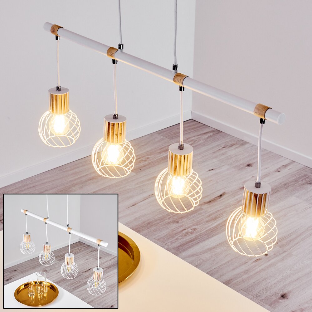 Koler Pendelleuchte Holz hell, Weiß, 4-flammig main product photo