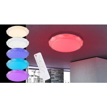Globo Andi Deckenleuchte LED Weiß, 2-flammig, Fernbedienung, Farbwechsler