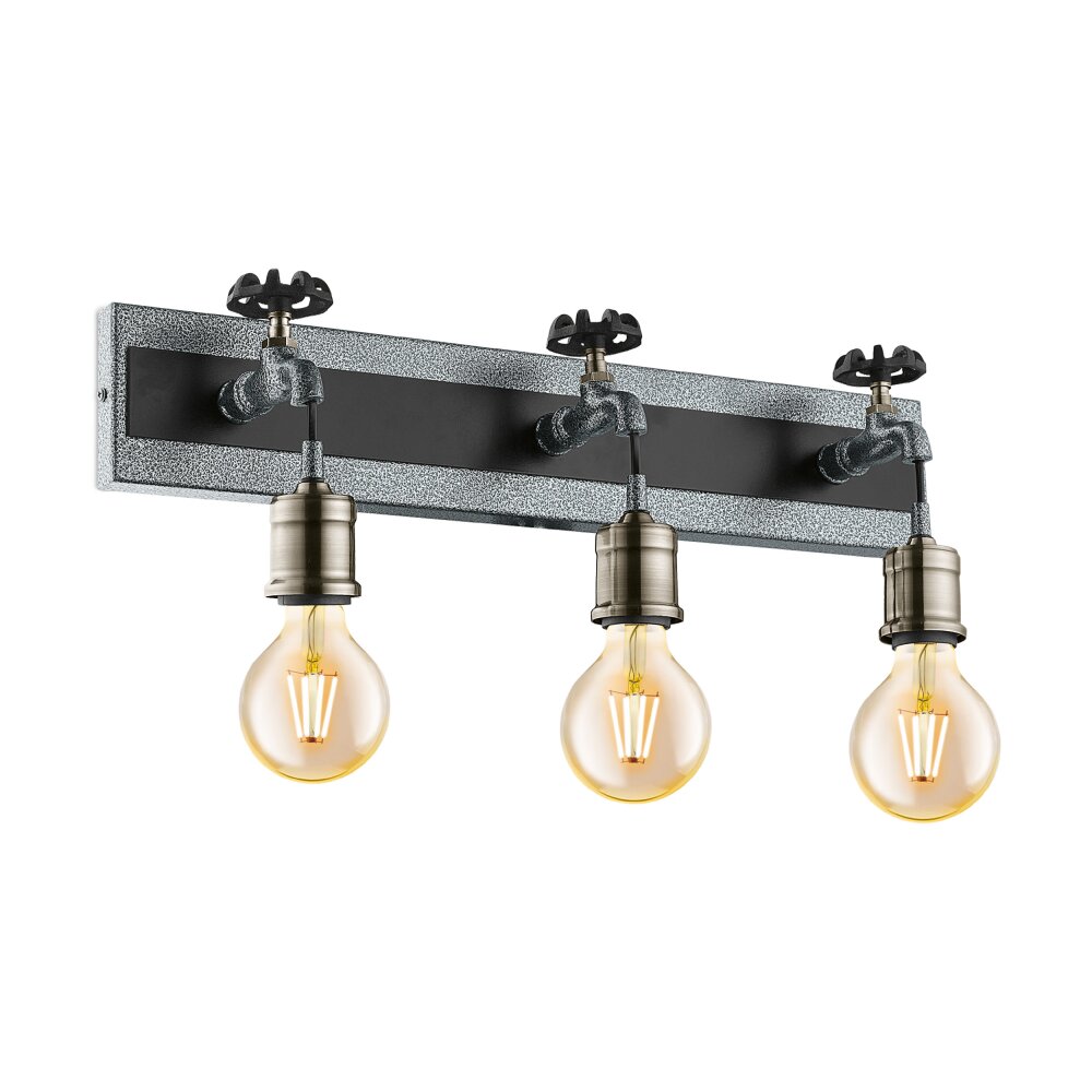 Eglo GOLDCLIFF Wandleuchte Schwarz, Silber, 3-flammig main product photo