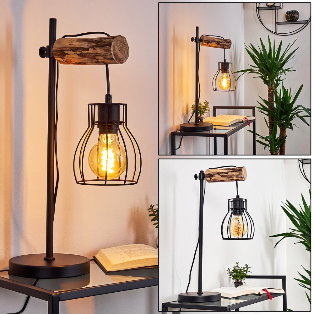Gondo Tischleuchte Holz hell, Schwarz, 1-flammig main product photo