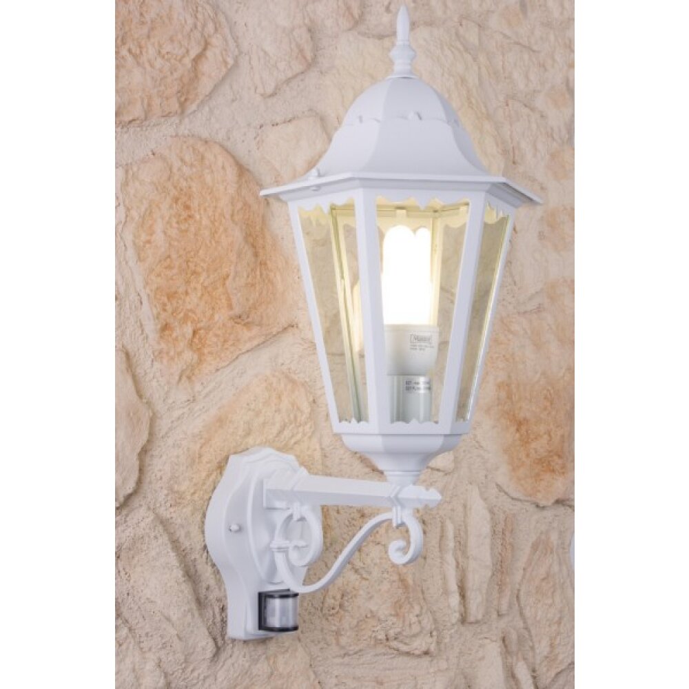 Lutec BRISTOL Außenwandleuchte Transparent, Klar, Weiß, 1-flammig, Bewegungsmelder main product photo