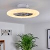 Petrovac Deckenventilator LED Chrom, Weiß, 1-flammig, Fernbedienung