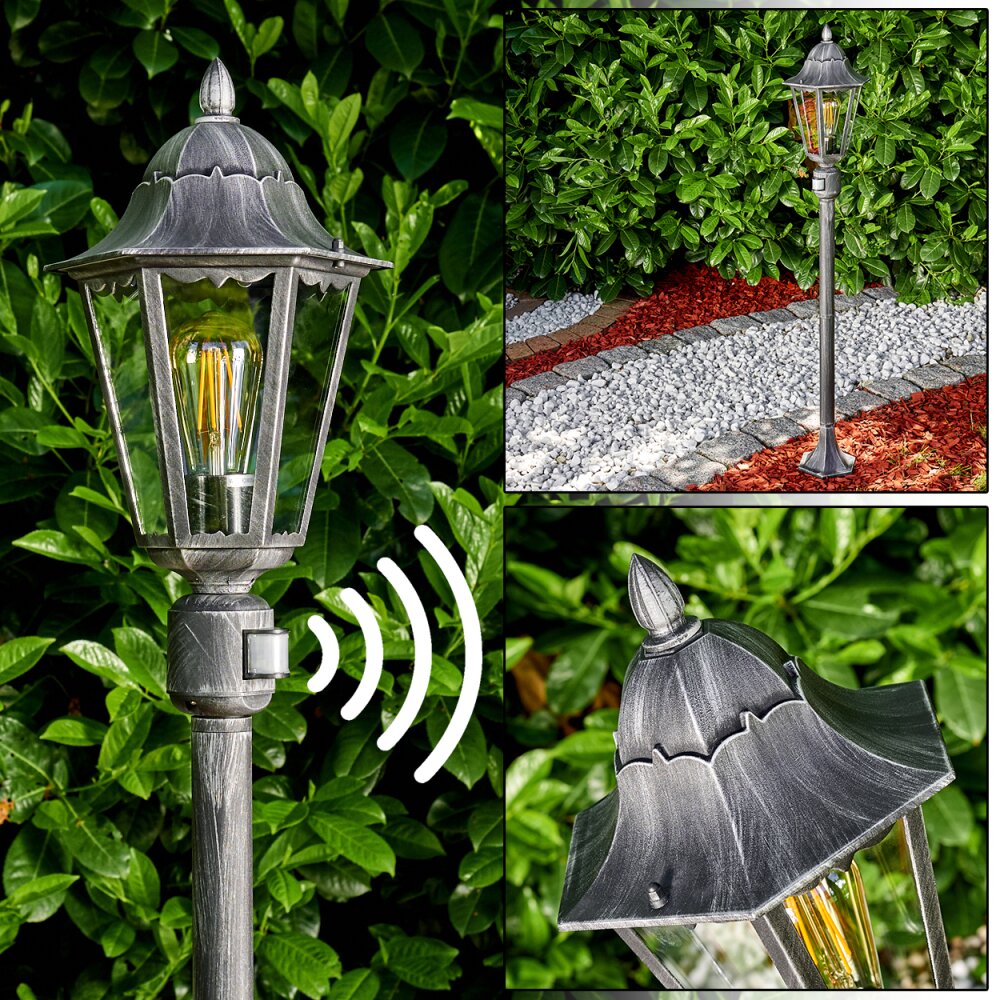 Lignac Außenstehleuchte Schwarz, Silber, 1-flammig, Bewegungsmelder main product photo