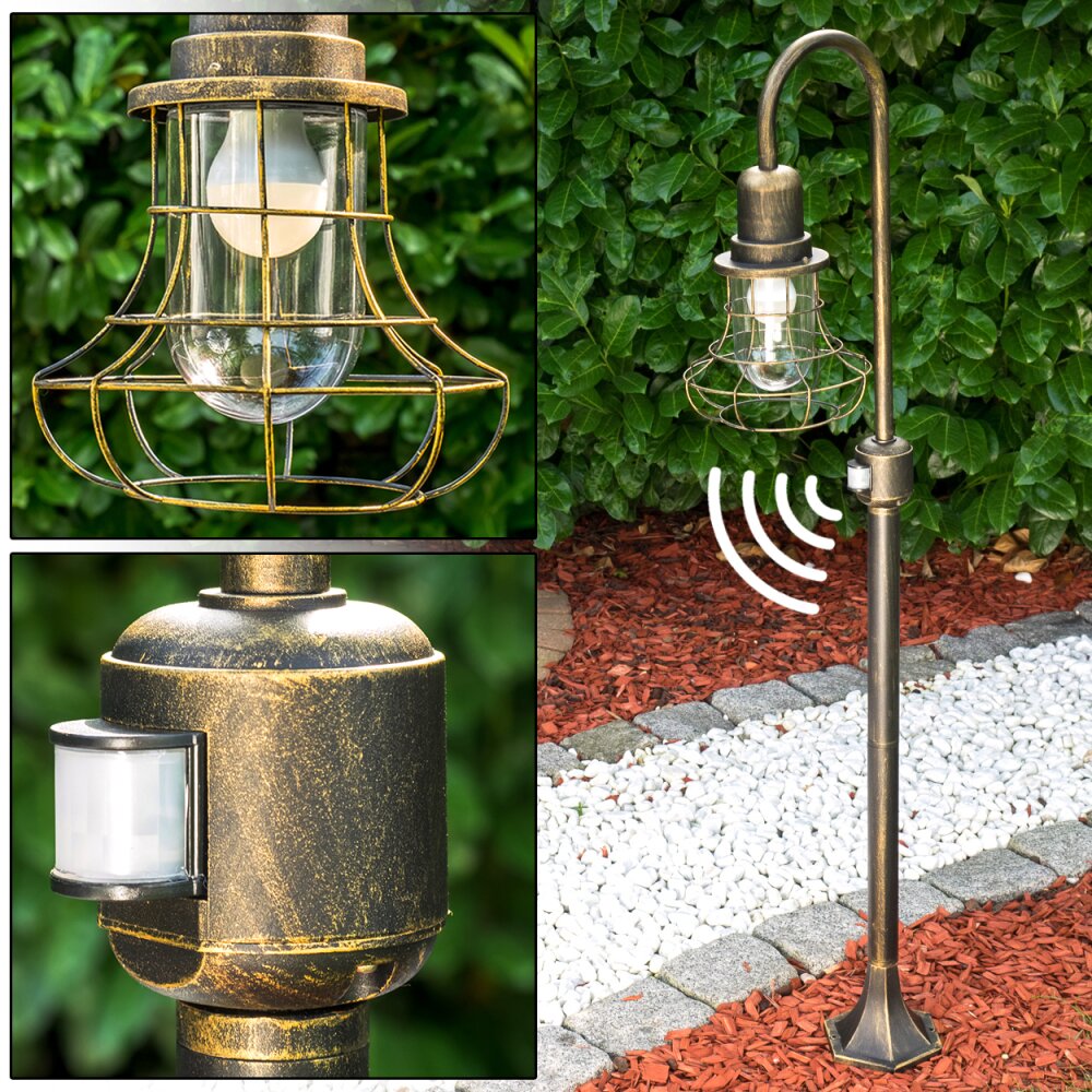 BORKAN Wegeleuchte Braun, Gold, 1-flammig, Bewegungsmelder main product photo
