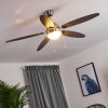 Valeria Deckenventilator Chrom, Holz hell, Nickel-Matt, 1-flammig