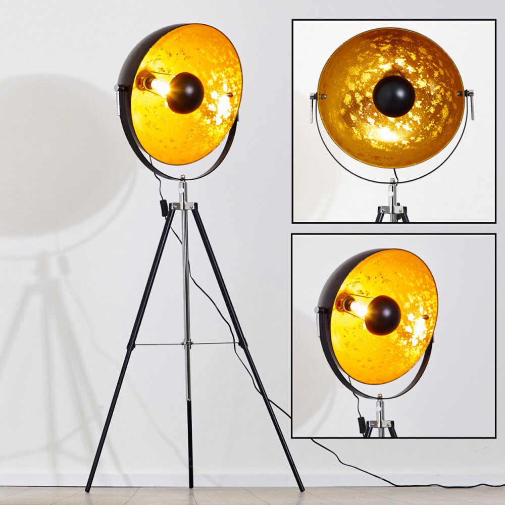 Saturn Stehlampe Chrom, Schwarz, 1-flammig main product photo