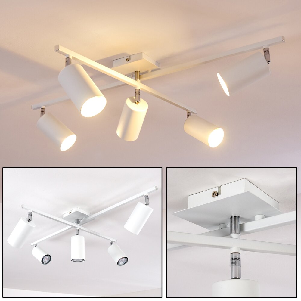 Zuoz Deckenleuchte Chrom, Weiß, 5-flammig main product photo