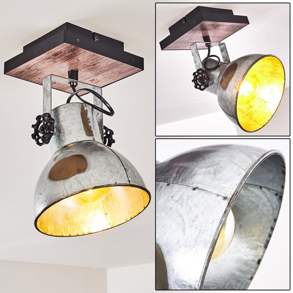 Hora Deckenleuchte Holz dunkel, Silber, 1-flammig main product photo