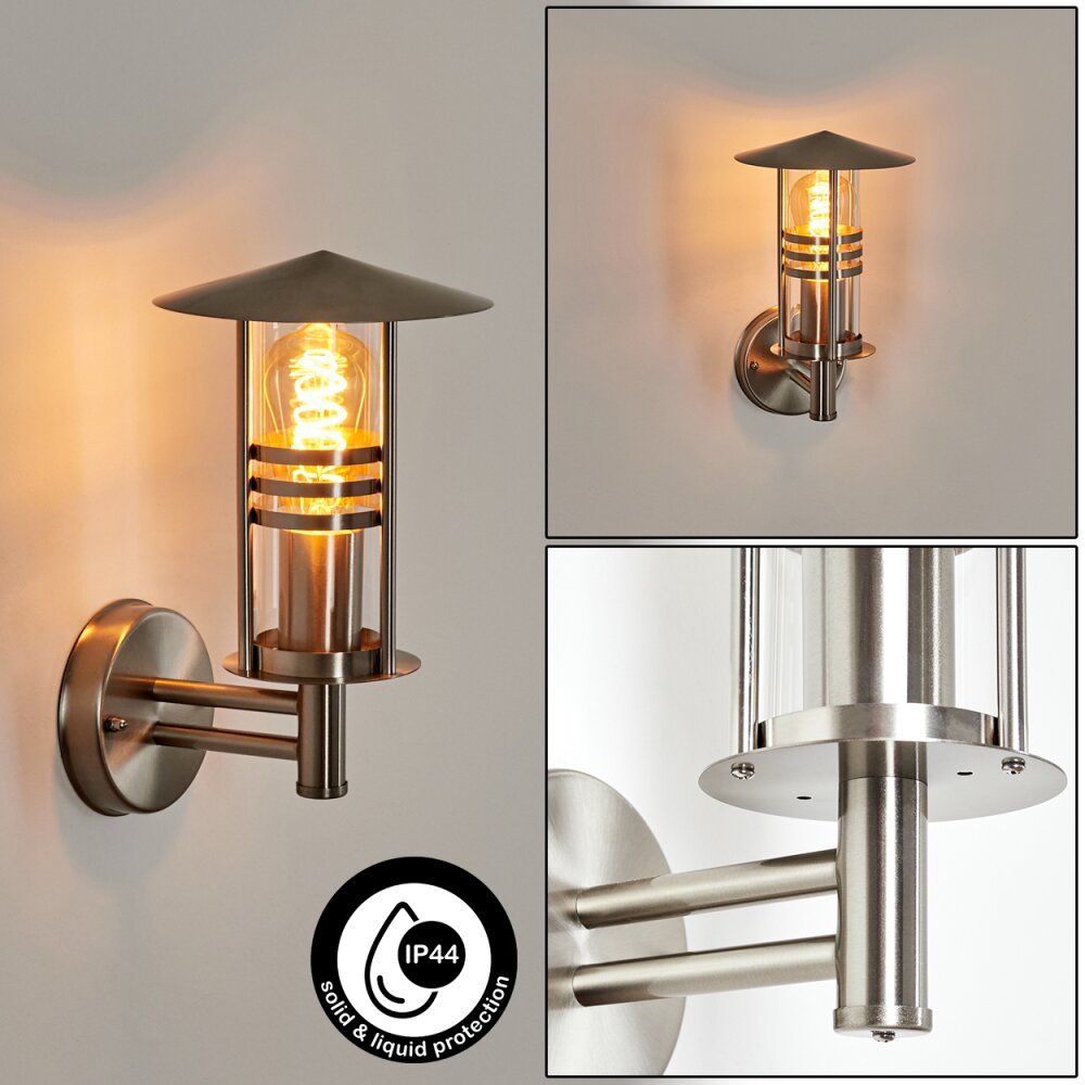 Forli Aussenwandleuchte Edelstahl, Transparent, Klar, 1-flammig main product photo
