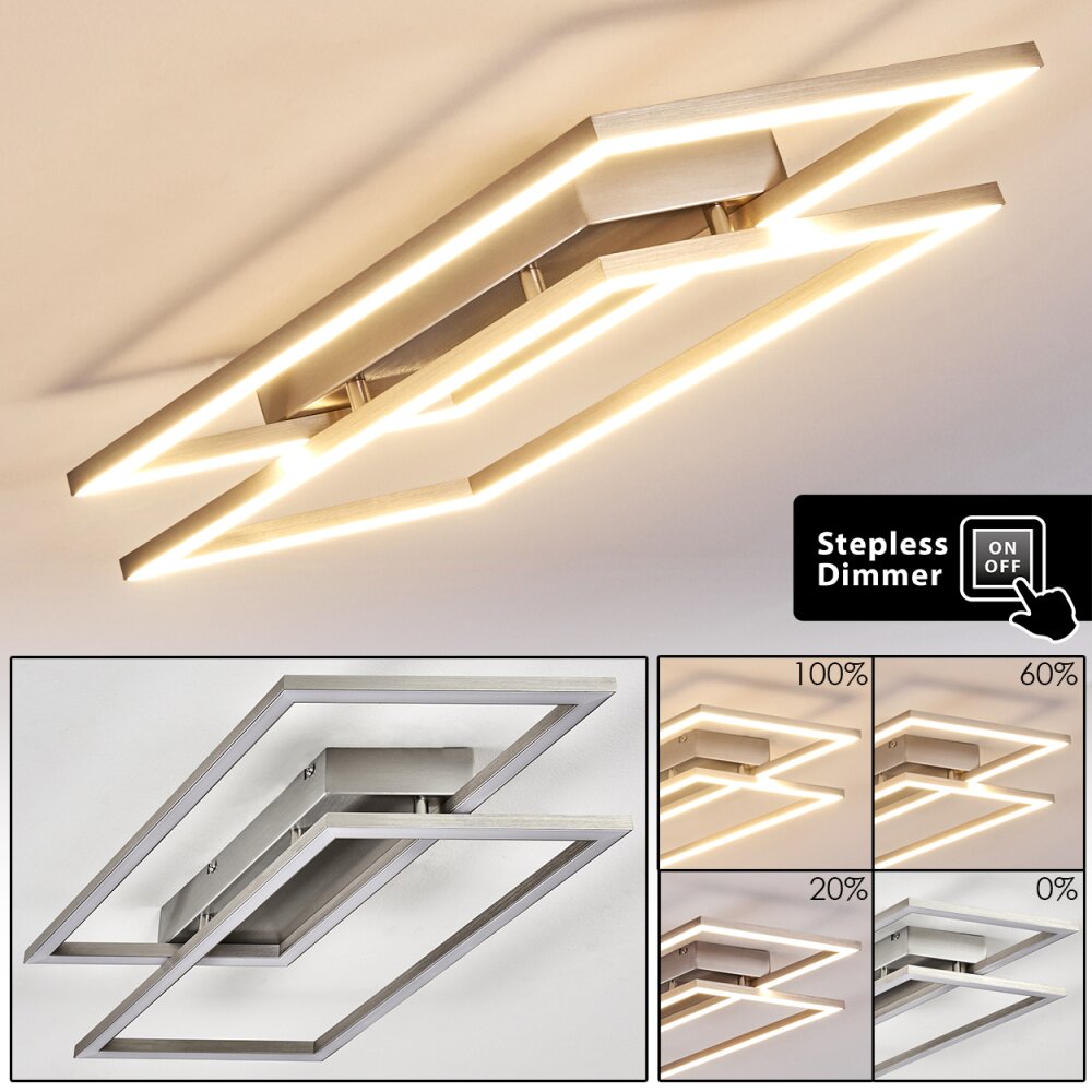Veyrier Deckenleuchte LED Stahl gebürstet, 2-flammig main product photo