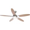 Globo Azura Deckenventilator Chrom, Holz hell, Nickel-Matt, 1-flammig