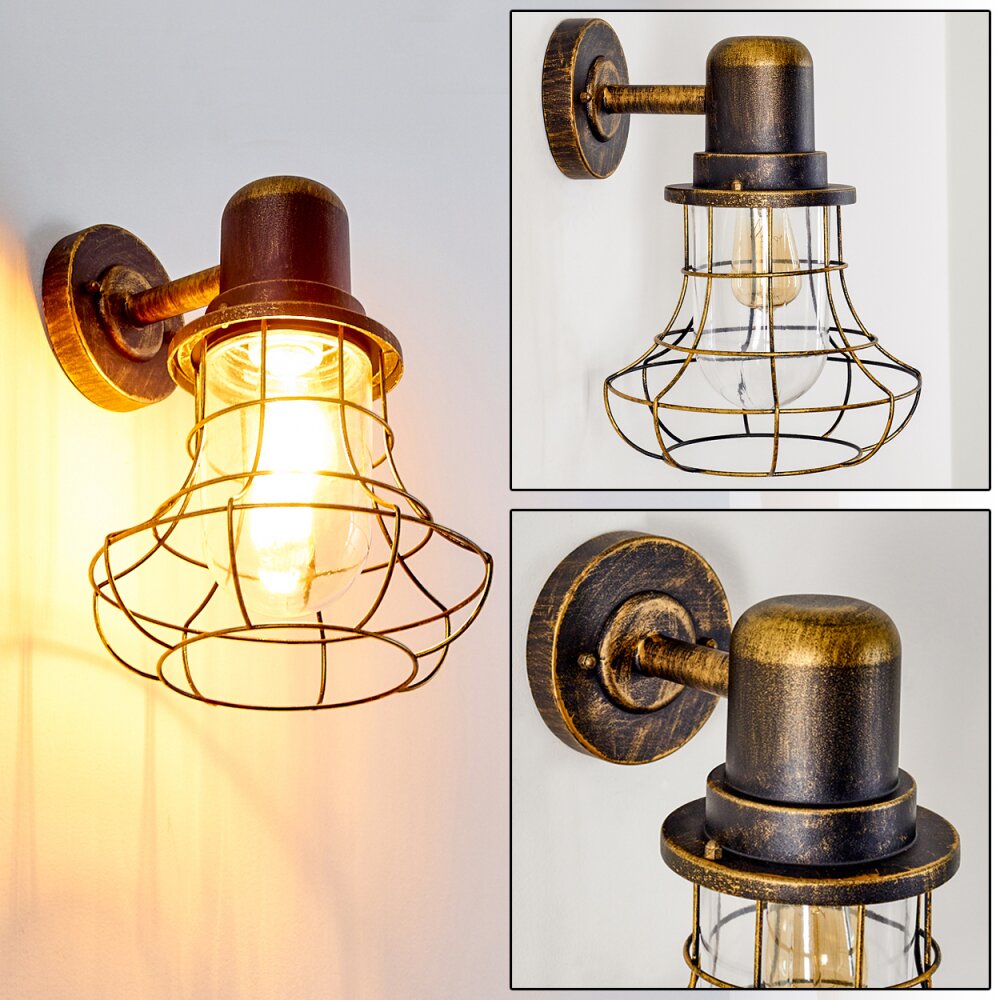 Borkan Aussenwandleuchte Braun, Gold, 1-flammig main product photo