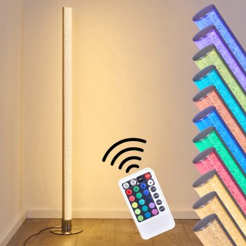 Pipe RGB Stehlampe LED Nickel-Matt, 1-flammig, Fernbedienung, Farbwechsler