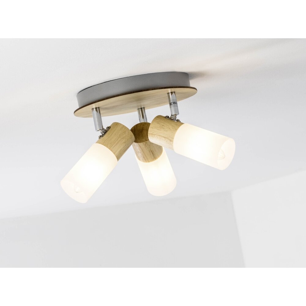 Brilliant Leuchten Babsan Spotrondell Holz dunkel, Weiß, 3-flammig main product photo