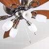 Irving Deckenventilator Chrom, Grau, Holz hell, 5-flammig