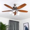 Irving Deckenventilator Chrom, Grau, Holz hell, 5-flammig