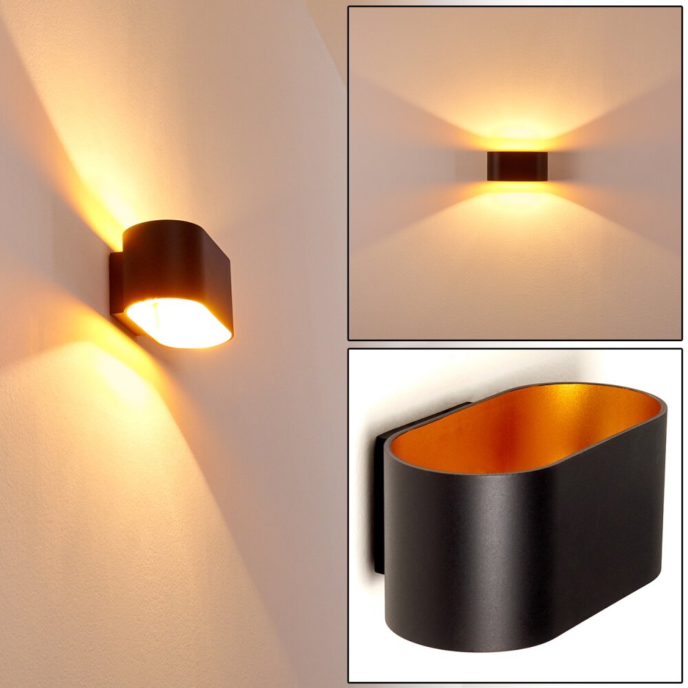 Dapp Wandleuchte Schwarz-Gold, 1-flammig main product photo
