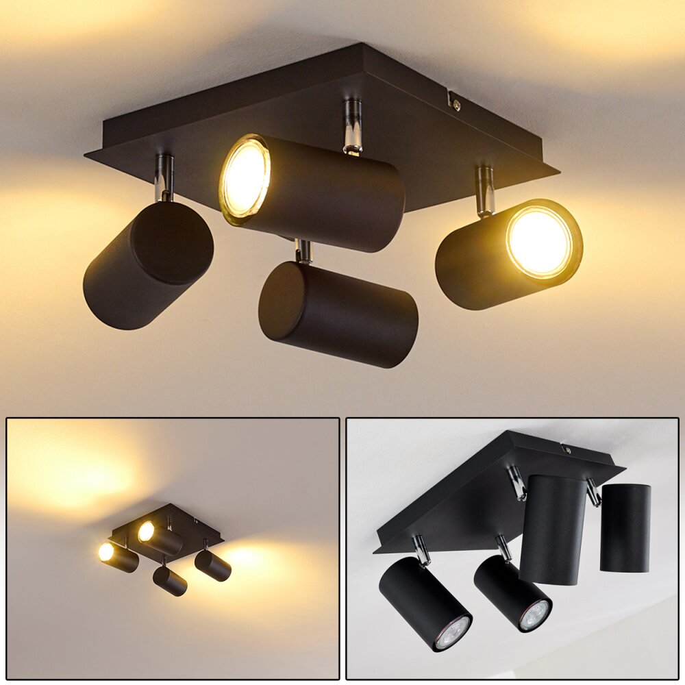 Zuoz Deckenleuchte Chrom, Schwarz, 4-flammig main product photo