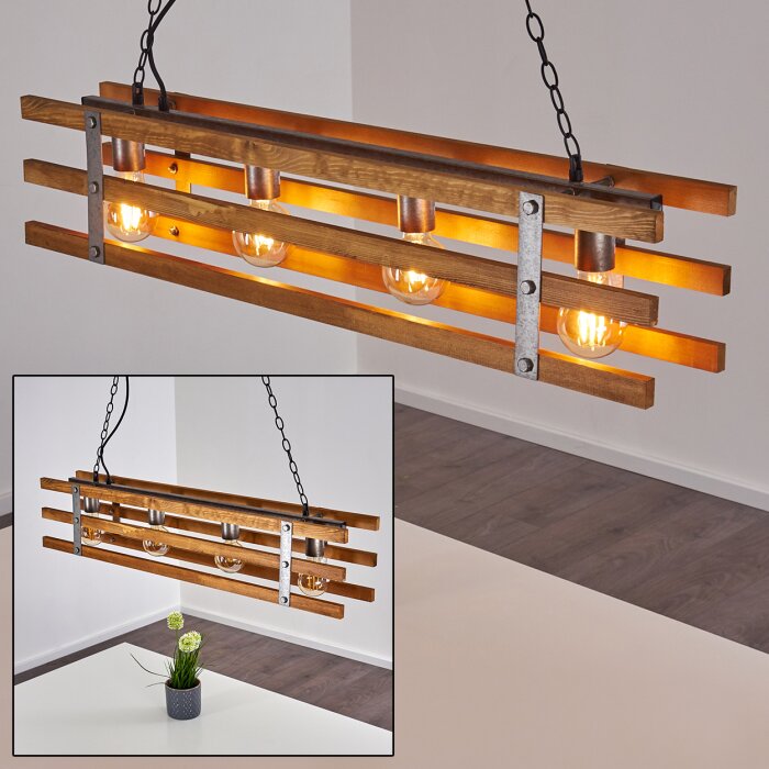 Mallard Pendelleuchte Holz hell, Silber, 4-flammig Mallard Pendelleuchte Holz hell, Silber, 4-flammig