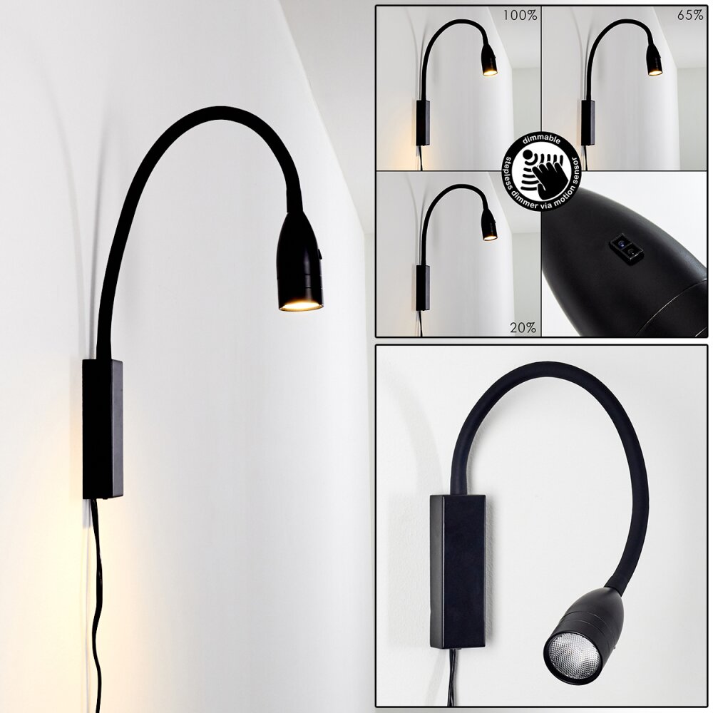 Alsea Bettleuchte LED Schwarz, 1-flammig, Bewegungsmelder main product photo