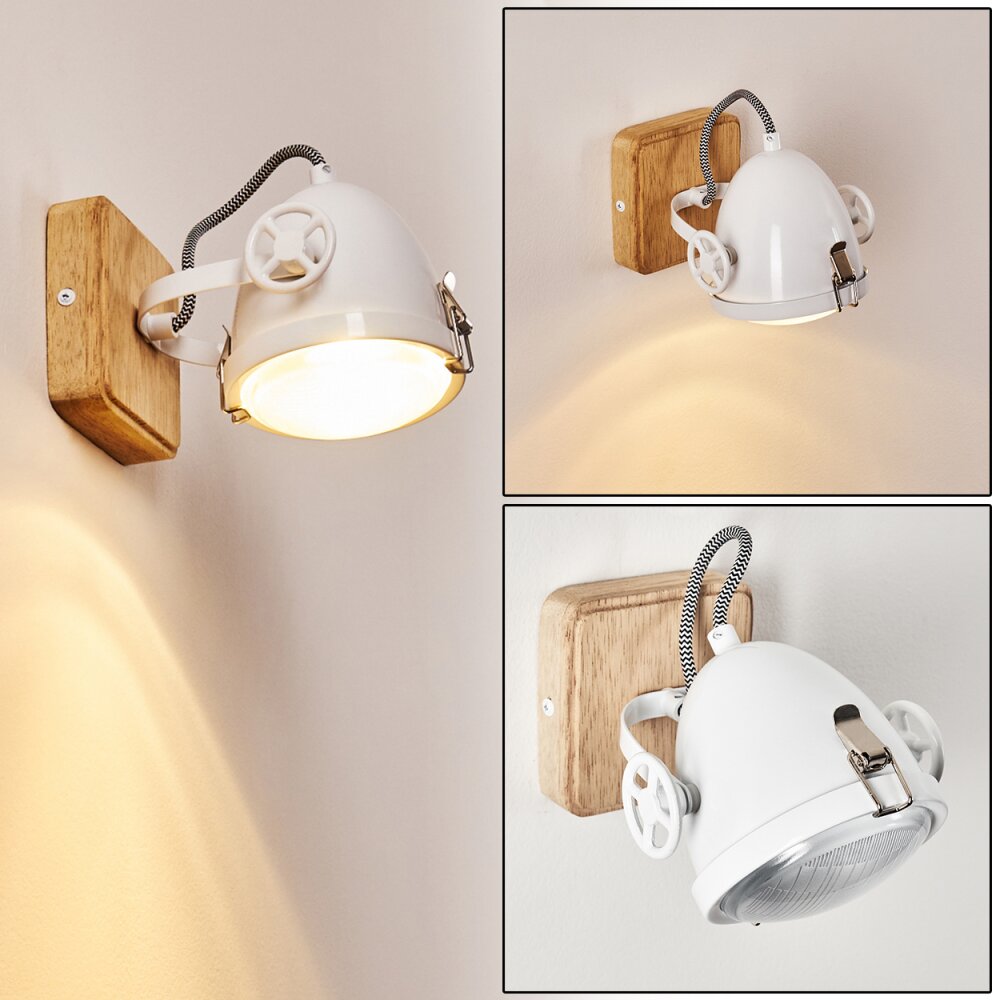 Coruna Wandleuchte Holz hell, Weiß, 1-flammig main product photo