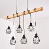Barbengo Pendelleuchte Holz hell, Schwarz, 6-flammig