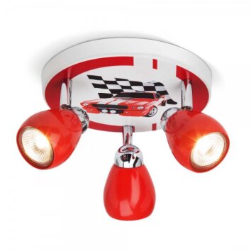 Brilliant Leuchten Racing Spotrondell Rot, Weiß, 3-flammig