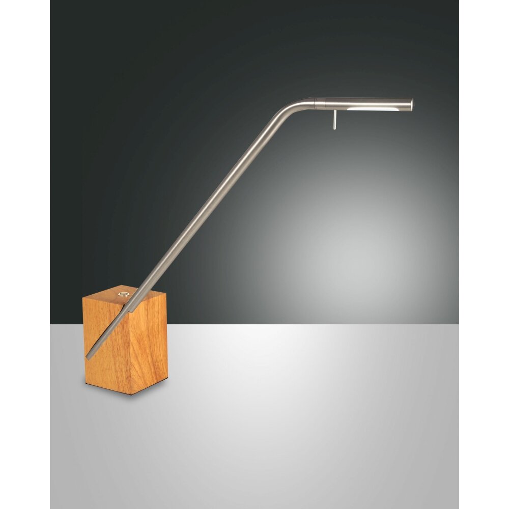 Fabas Luce Viktor Tischleuchte LED Holz hell, Nickel-Matt, 1-flammig main product photo