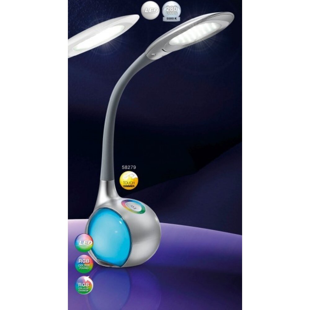 Globo TARRON Tischleuchte LED Silber, Transparent, Klar, 3-flammig main product photo