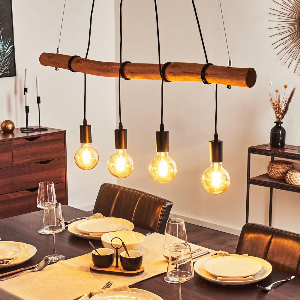 Seegaard Pendelleuchte Holz hell, Schwarz, 4-flammig main product photo