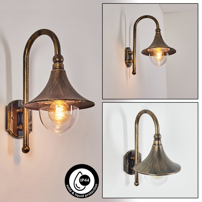 Elgin Aussenwandleuchte Schwarz-Gold, 1-flammig Elgin Aussenwandleuchte Schwarz-Gold, 1-flammig