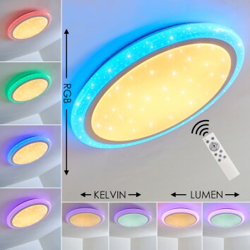 Lowell Deckenleuchte LED Weiß, 2-flammig, Fernbedienung, Farbwechsler