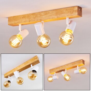 Barbengo Deckenleuchte Braun, Holz hell, Weiß, 3-flammig