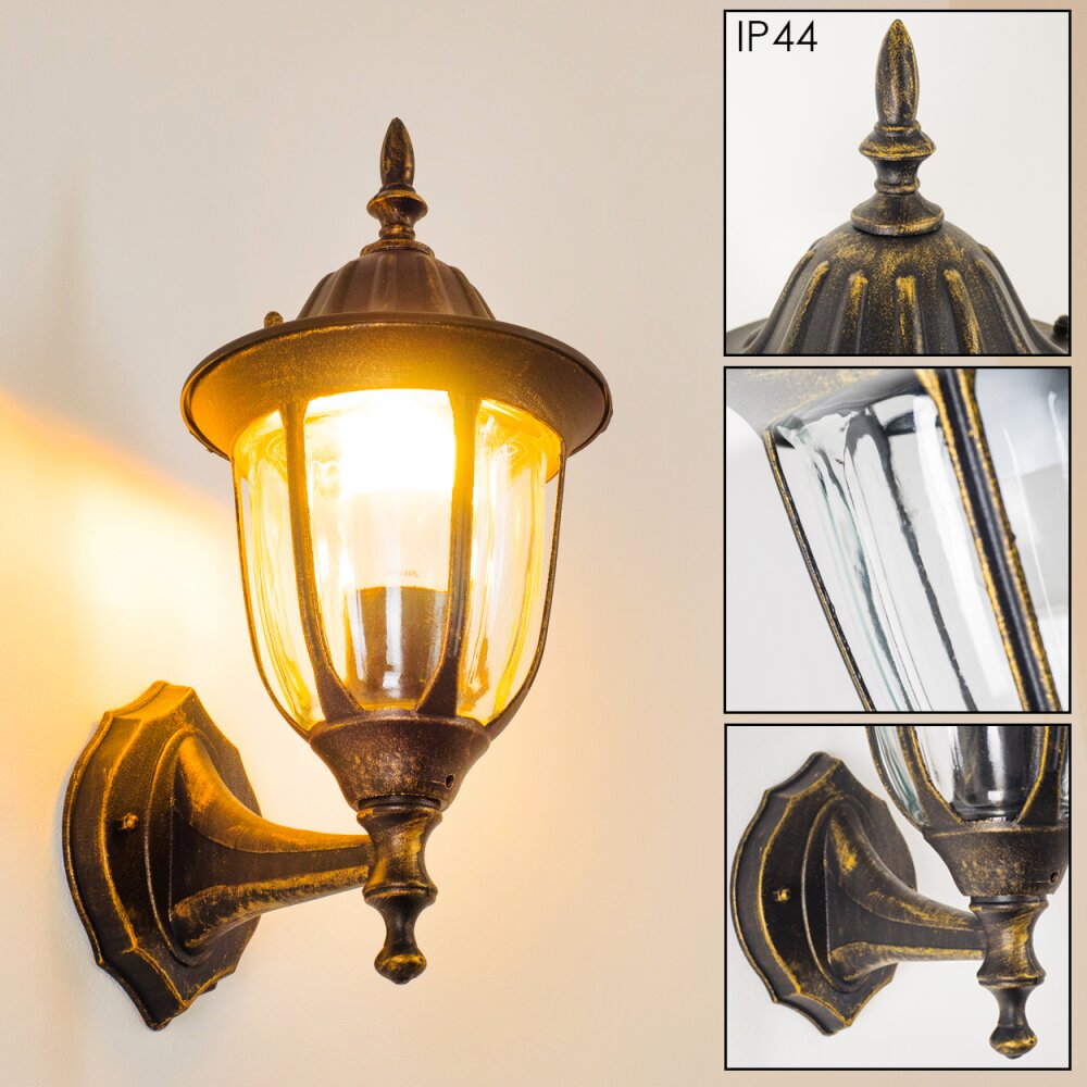Ribadeo Außenwandleuchte Schwarz-Gold, 1-flammig main product photo