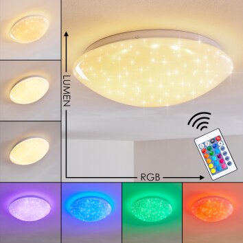 Kendal Deckenleuchte LED Weiß, 1-flammig, Fernbedienung, Farbwechsler