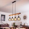 Bacabal Pendelleuchte Holz hell, Schwarz, 4-flammig