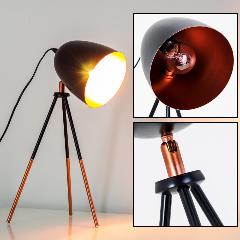 Montreal Tischleuchte Kupferfarben, Schwarz, 1-flammig main product photo