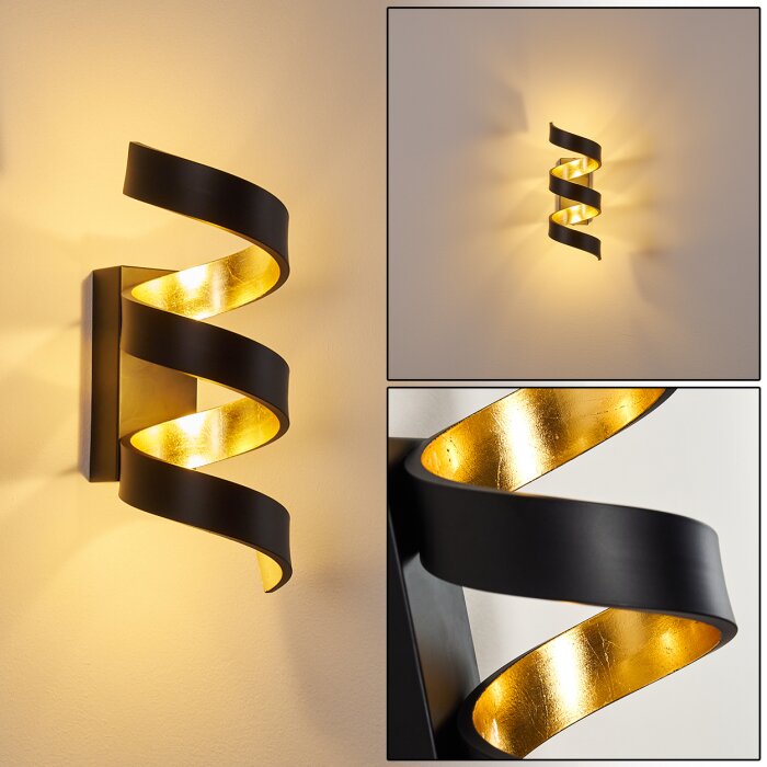 Rezat Wandleuchte LED Schwarz-Gold, 1-flammig Rezat Wandleuchte LED Schwarz-Gold, 1-flammig