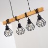 Barbengo Pendelleuchte Holz hell, Schwarz, 4-flammig
