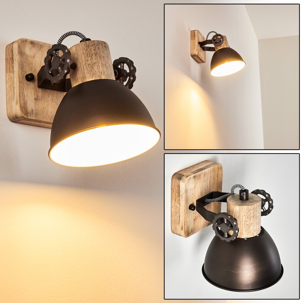 Orny Wandleuchte Anthrazit, Holz hell, 1-flammig main product photo