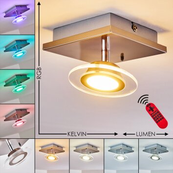 Marsen Deckenleuchte LED Nickel-Matt, 1-flammig, Fernbedienung, Farbwechsler