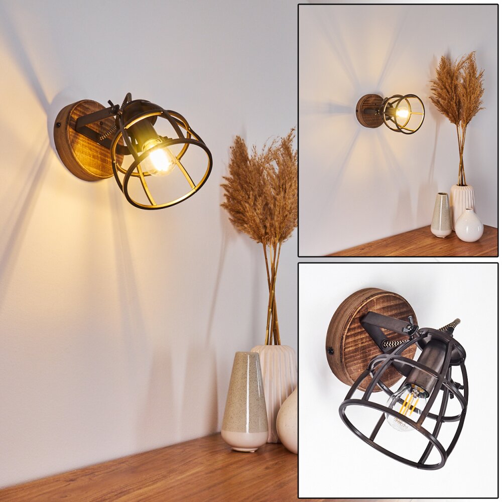 Haervej Wandleuchte Holz dunkel, Schwarz, 1-flammig main product photo