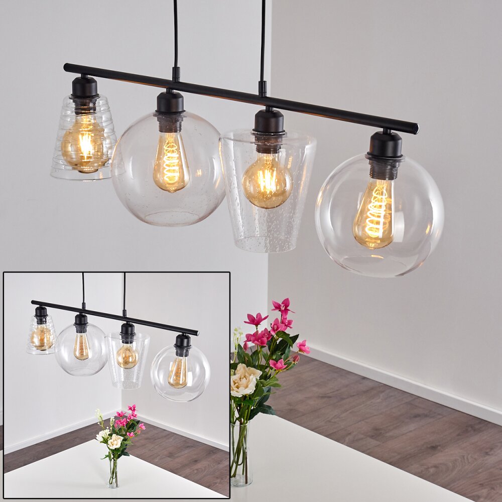 Baudette Pendelleuchte Schwarz, 4-flammig main product photo
