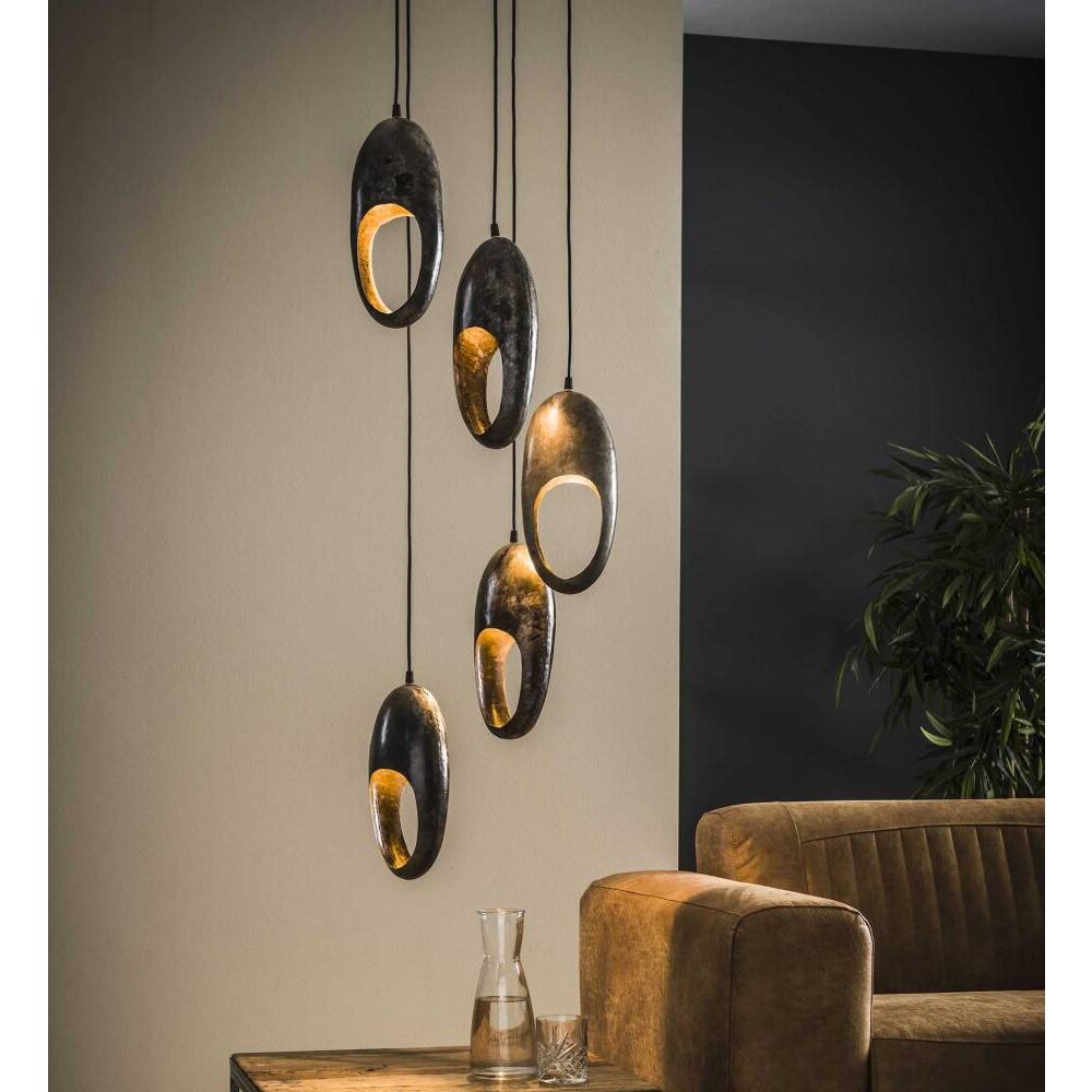 BERUM Hängeleuchte Grau, Schwarz, 5-flammig main product photo