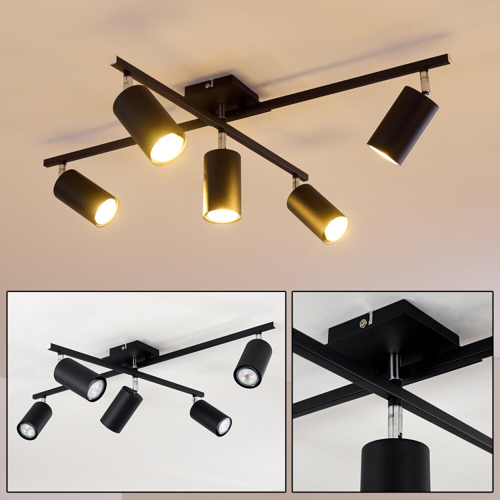 Zuoz Deckenleuchte Chrom, Schwarz, 5-flammig main product photo