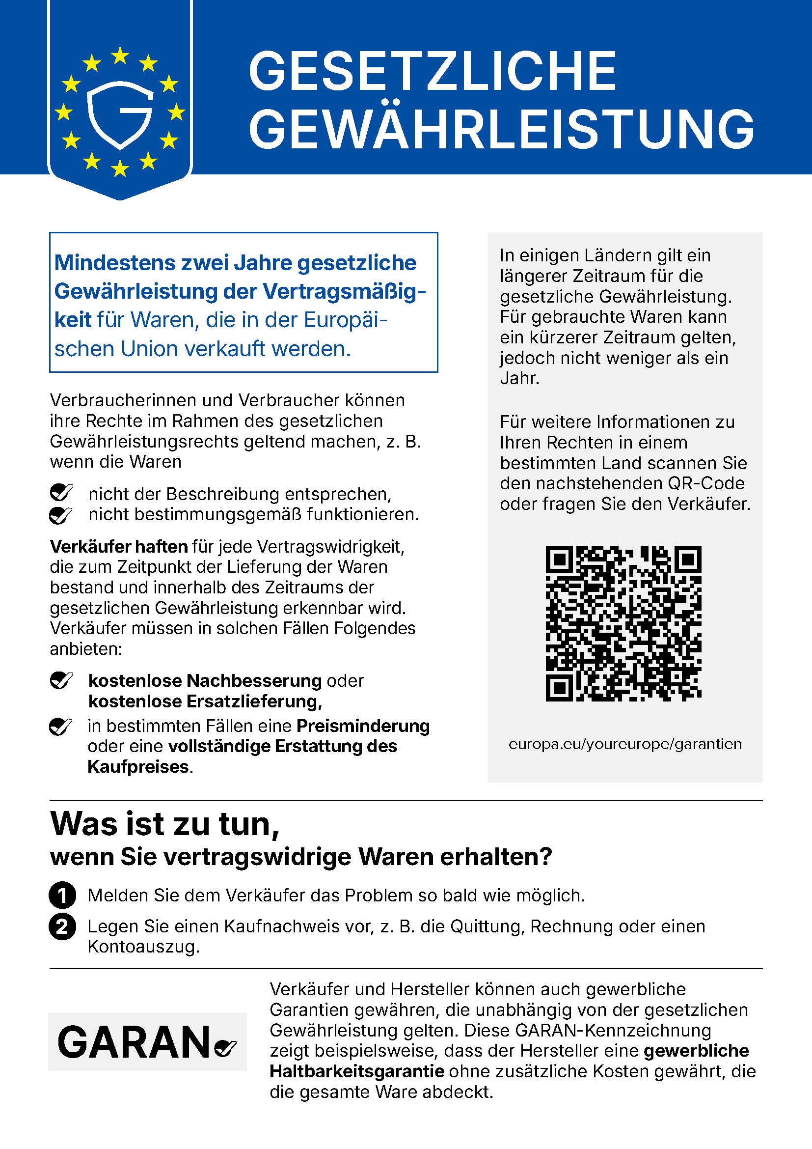 EU legal guarantee notice
